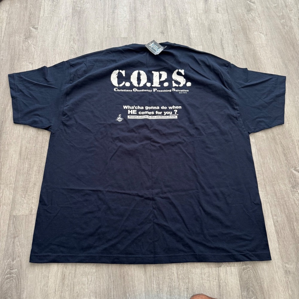 Kerusso Mens COPS Christians Obediently Preaching Salvation Navy T-Shirt 4XL NWT